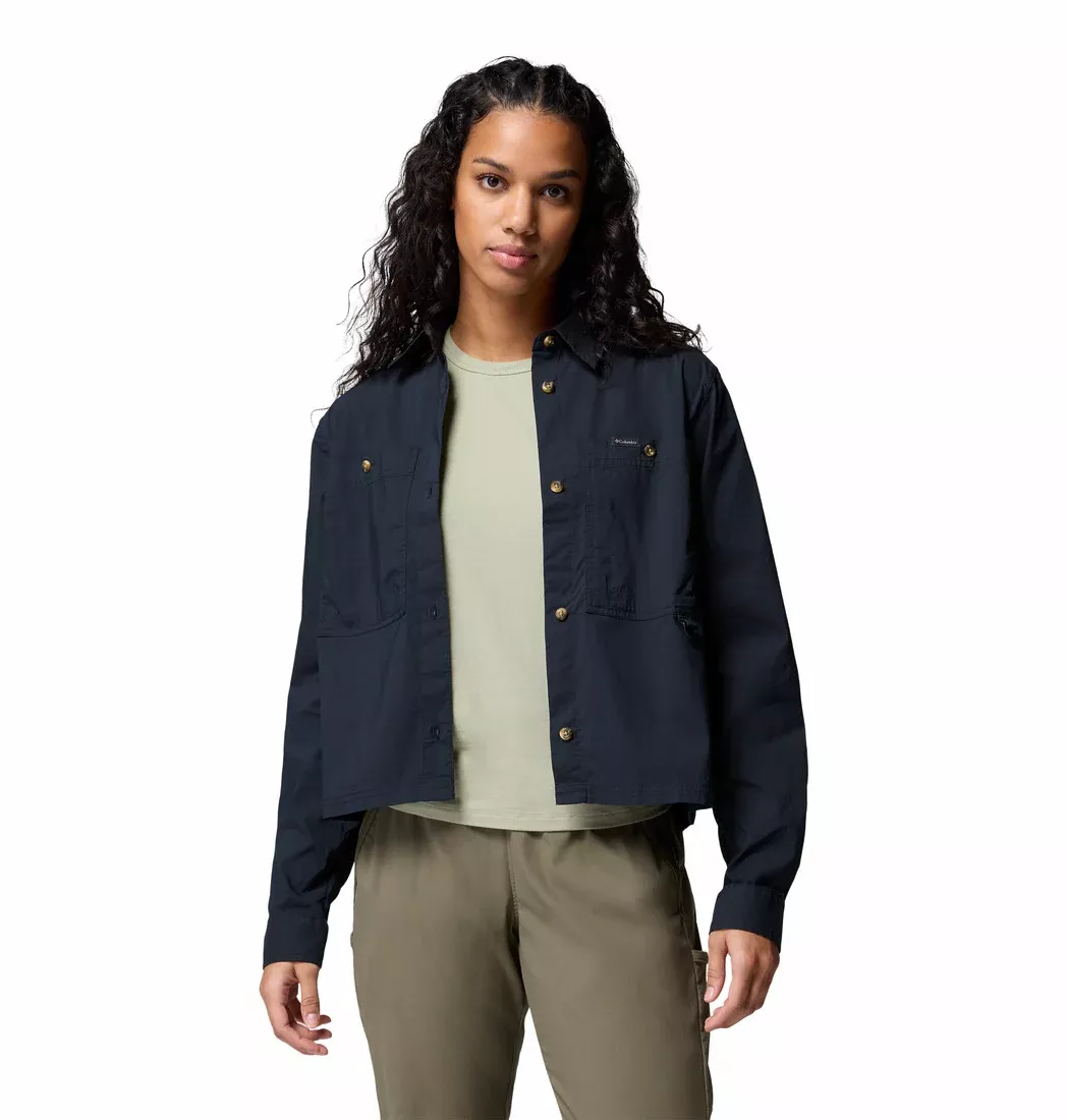 Columbia Women Black Brea Falls Woven LS